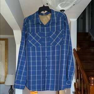 🌺 NorthFace Blue Plaid Button Down Shirt Sz L